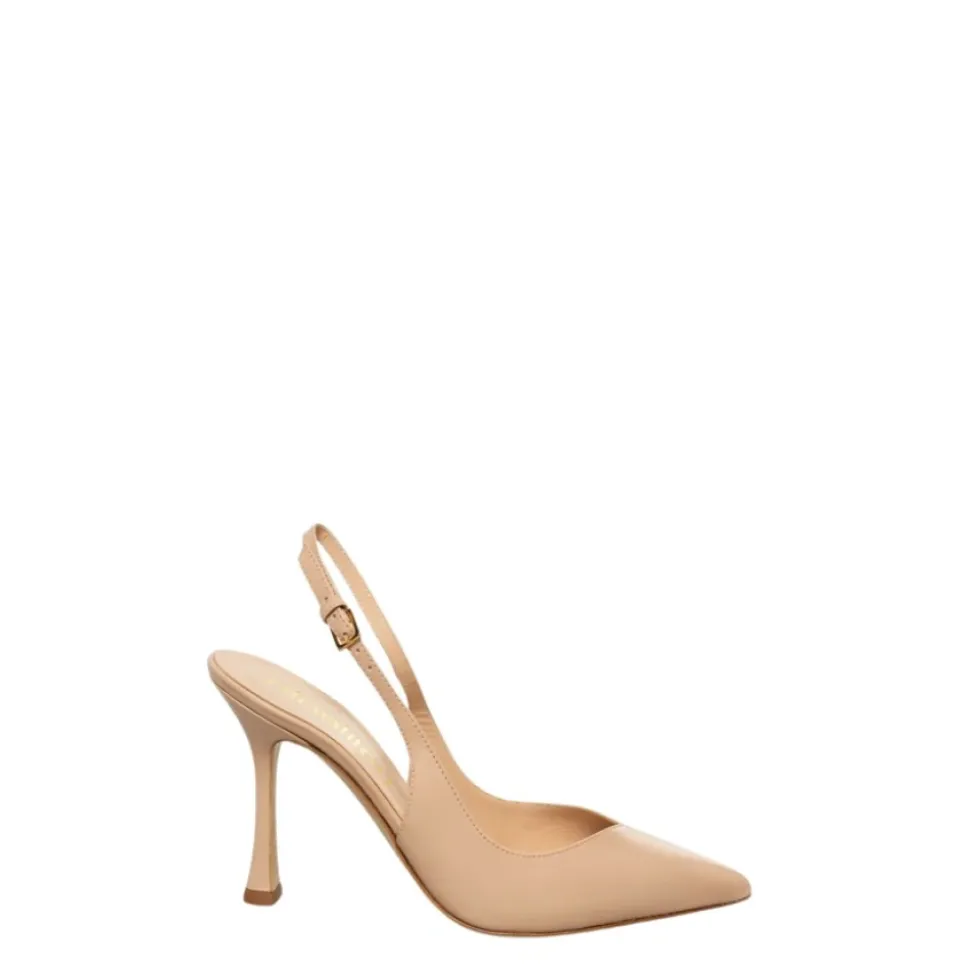 Sandalia slingback in pelle nude