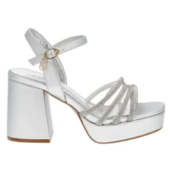 Sandali con Tacco Alto Argento Elevano Stile