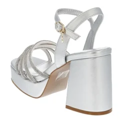 Sandali con Tacco Alto Argento Elevano Stile