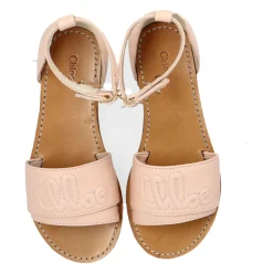 Sandali in pelle con logo ricamato
