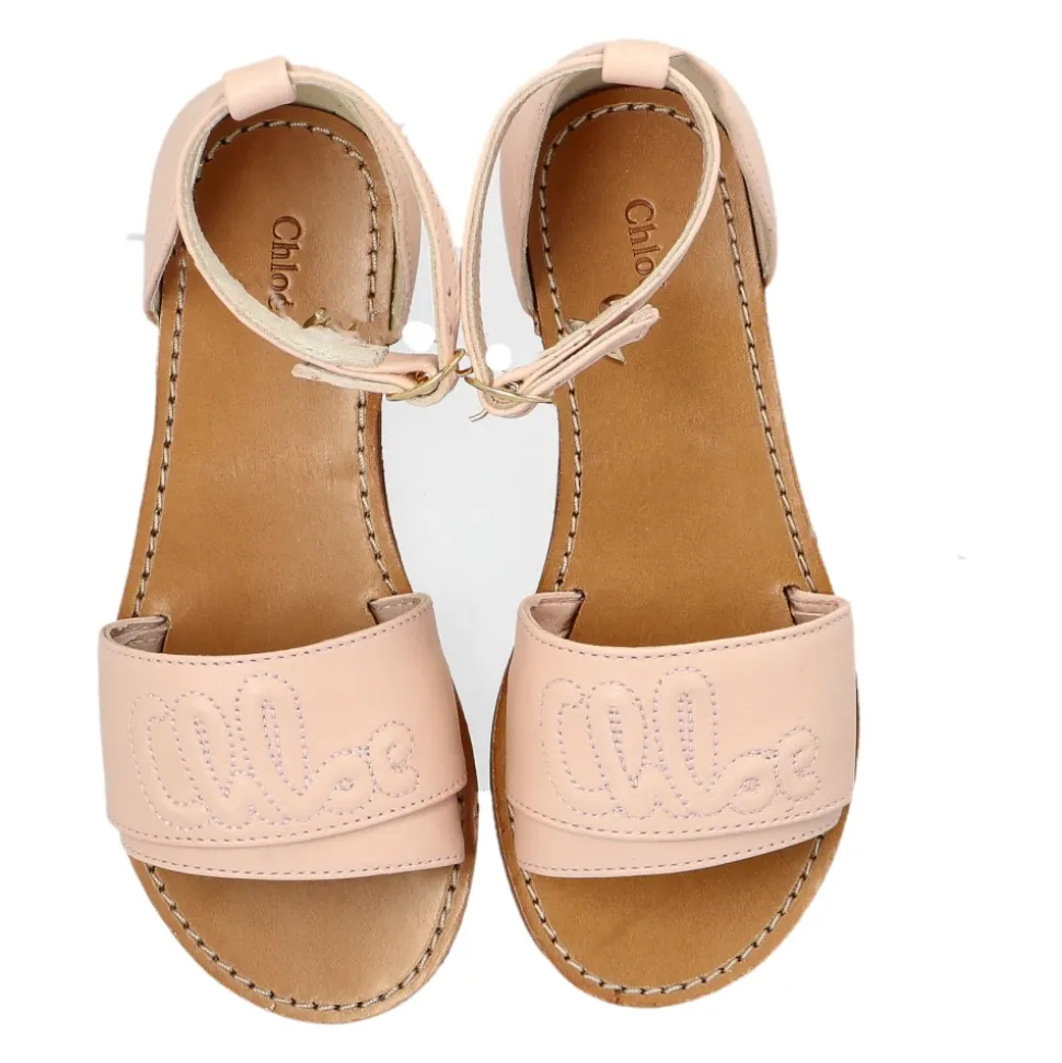 Sandali in pelle con logo ricamato
