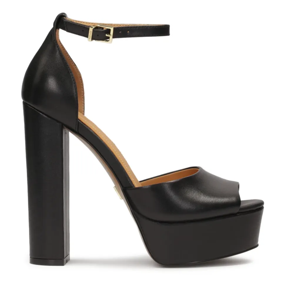 Sandali in pelle con plateau e tacco a stiletto