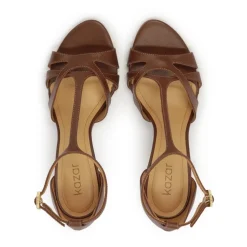 Sandali in pelle marrone con cinturino verticale