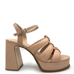 Sandali in Pelle Nude con Plateau