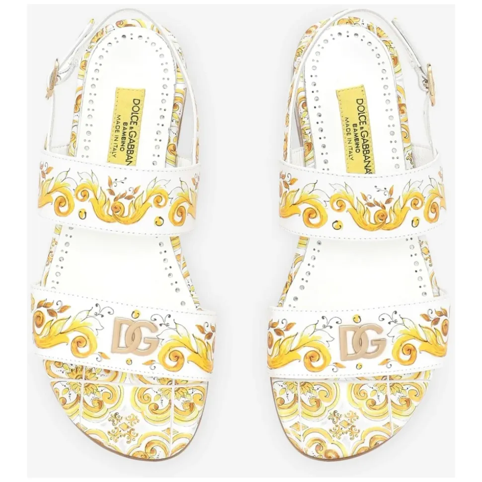 Sandali Ragazze in Pelle Maiolica Gialla