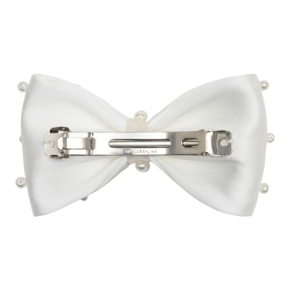 Satin Pearl Bow Hair Clip