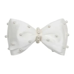 Satin Pearl Bow Hair Clip
