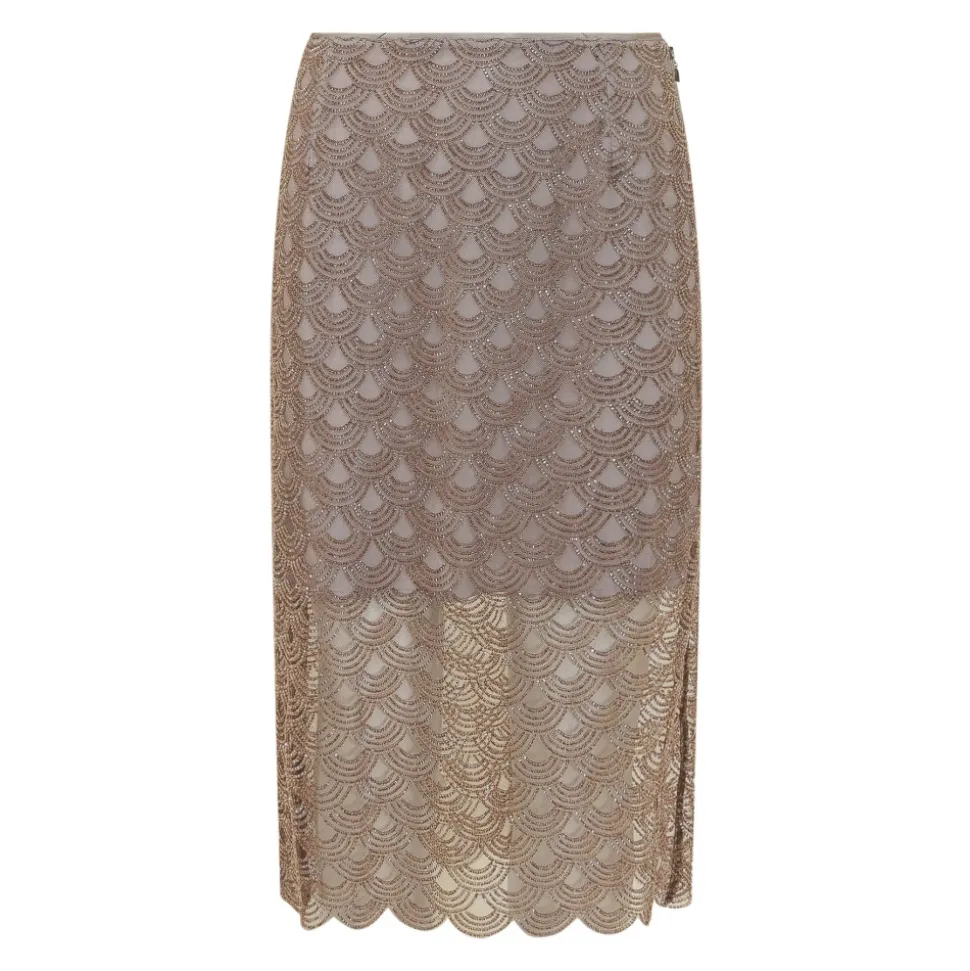 Scallop Sequin Midi Skirt