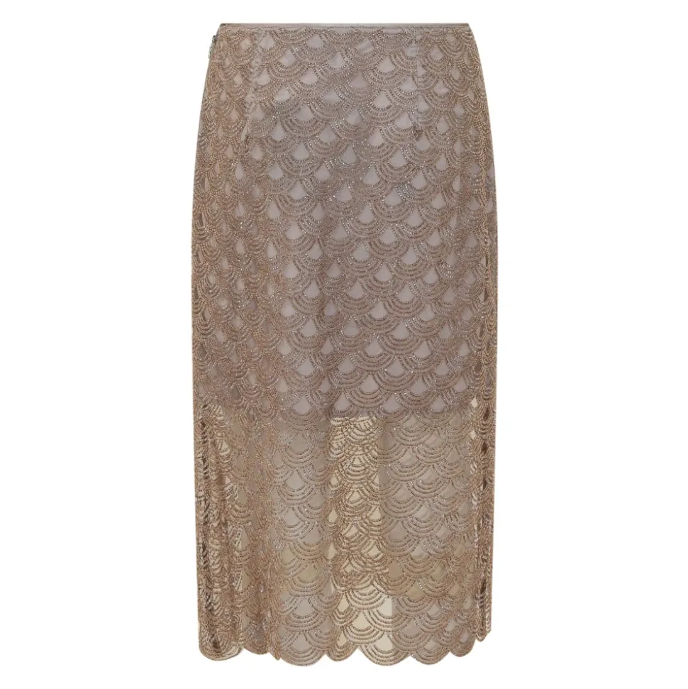 Scallop Sequin Midi Skirt