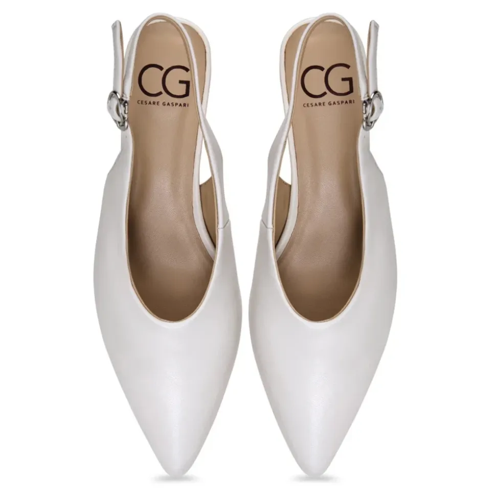 Scarpe con Tacco a Spillo Slingback Minimaliste - Bianche