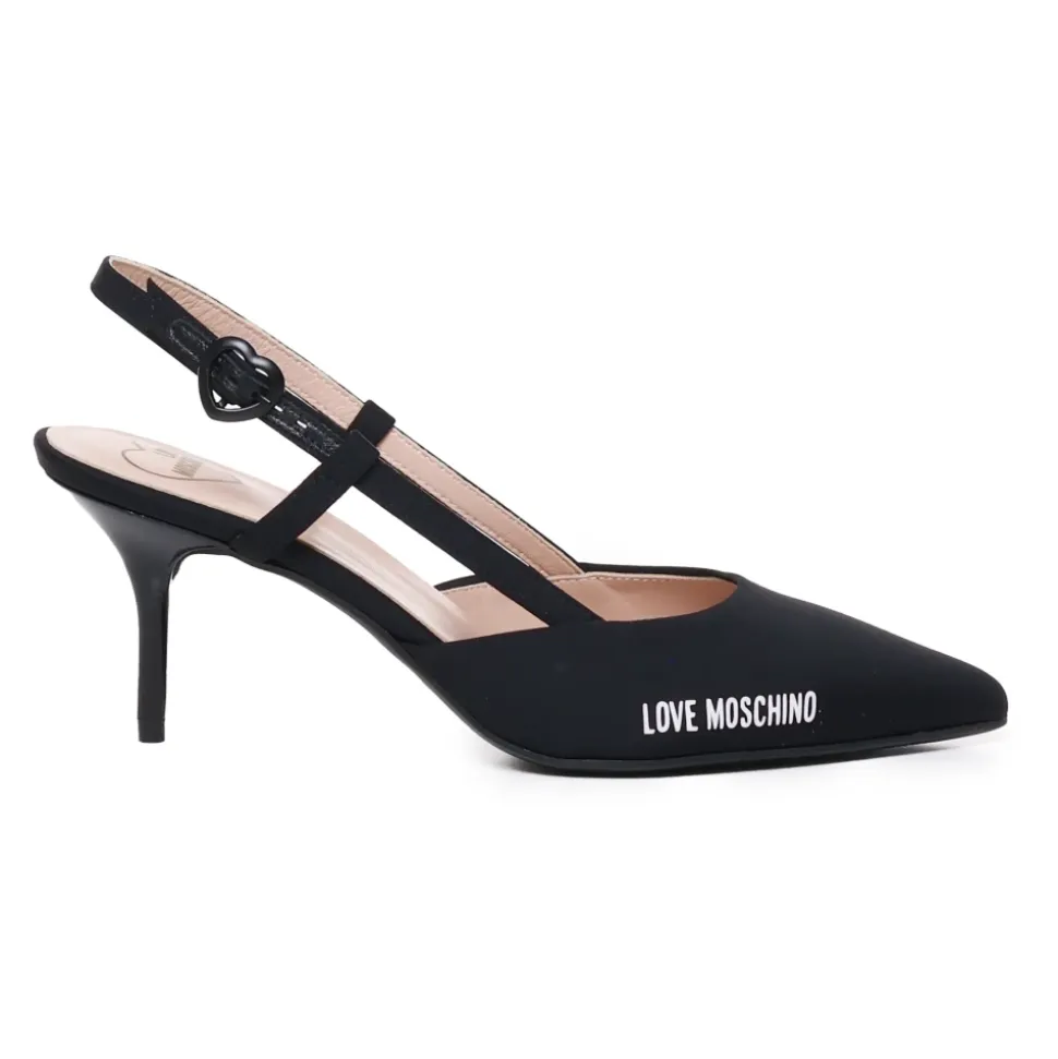 Scarpe nere piatte con tacco a spillo