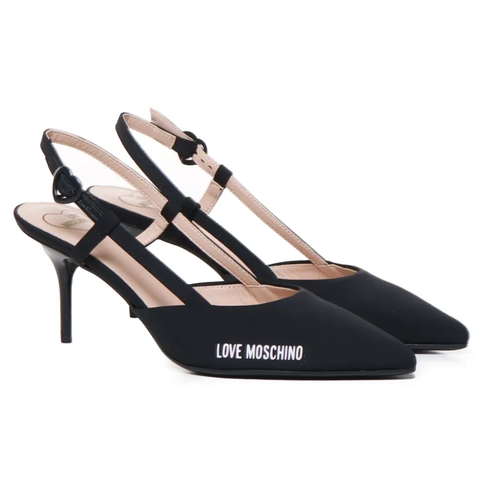 Scarpe nere piatte con tacco a spillo