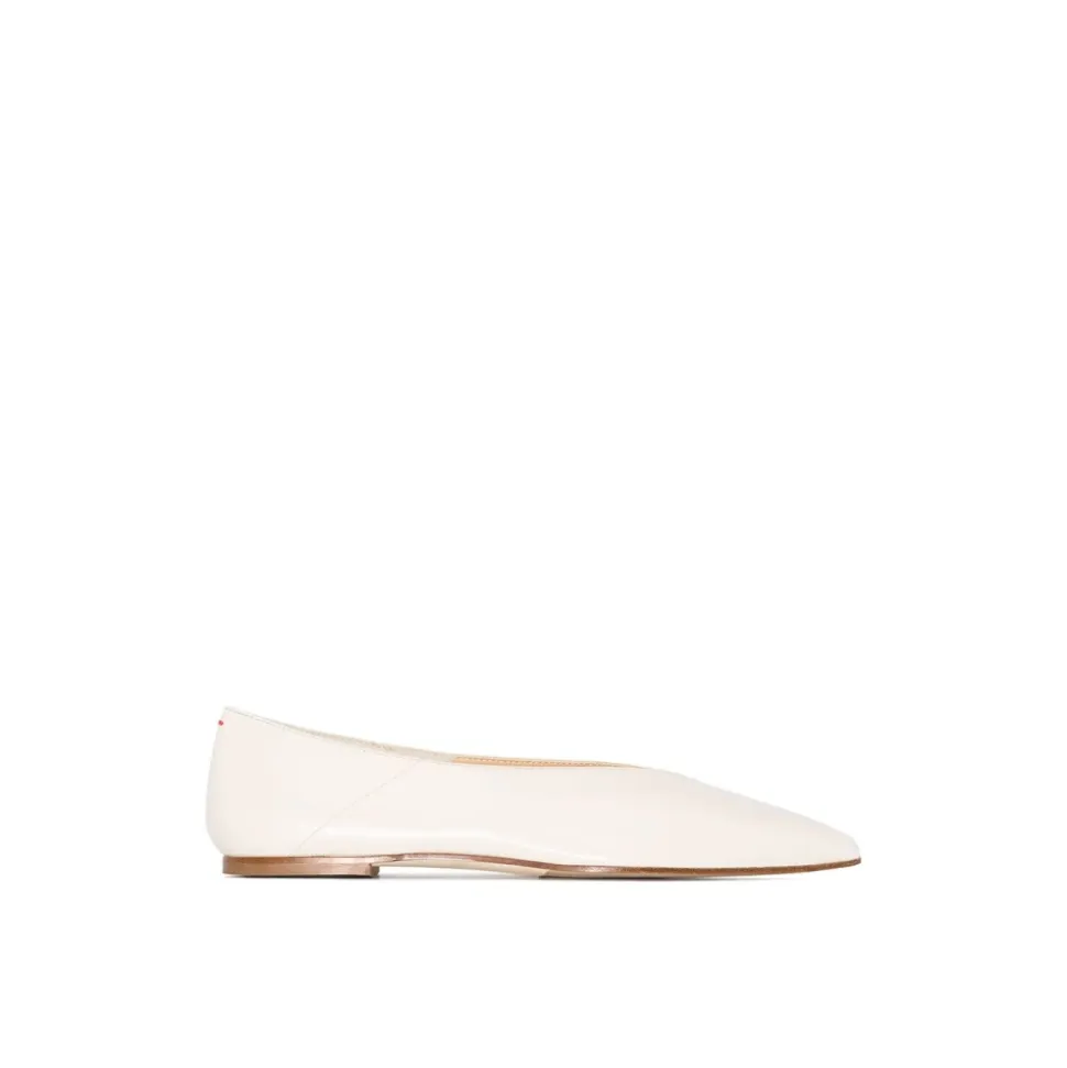 Scarpe piatte stampa serpente bianco crema