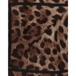 Sciarpa di seta con stampa leopardata e logo