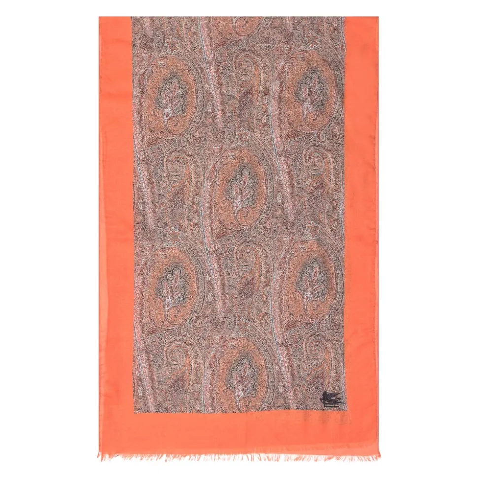 Sciarpa in cashmere con motivo floreale paisley