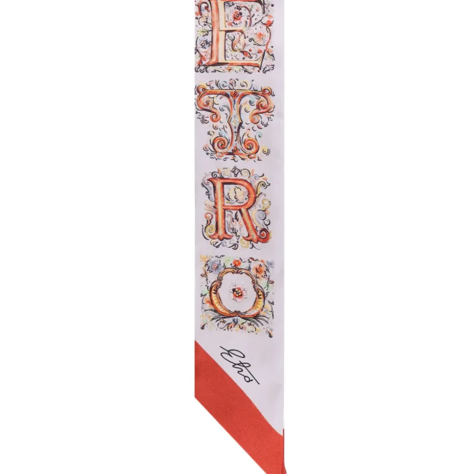 Sciarpa in twill di seta Paisleyina con logo e motivo paisley floreale