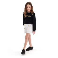 Shorts Militari Bianchi con Bottoni Frontali