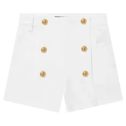 Shorts Militari Bianchi con Bottoni Frontali