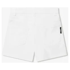 Shorts Militari Bianchi con Bottoni Frontali