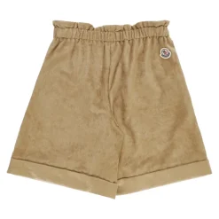 Shorts Ragazza In Velluto A Coste Vita Elastica Logo
