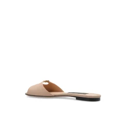 Sliders in pelle con applicazione a forma di logo