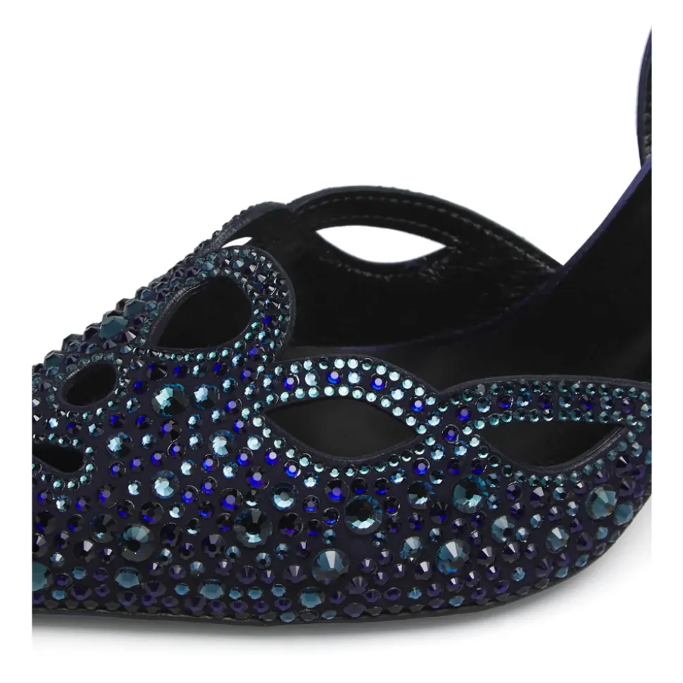 Slinback gioielloin camoscio blu