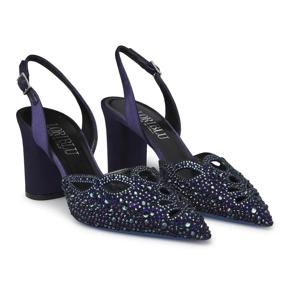 Slinback gioielloin camoscio blu