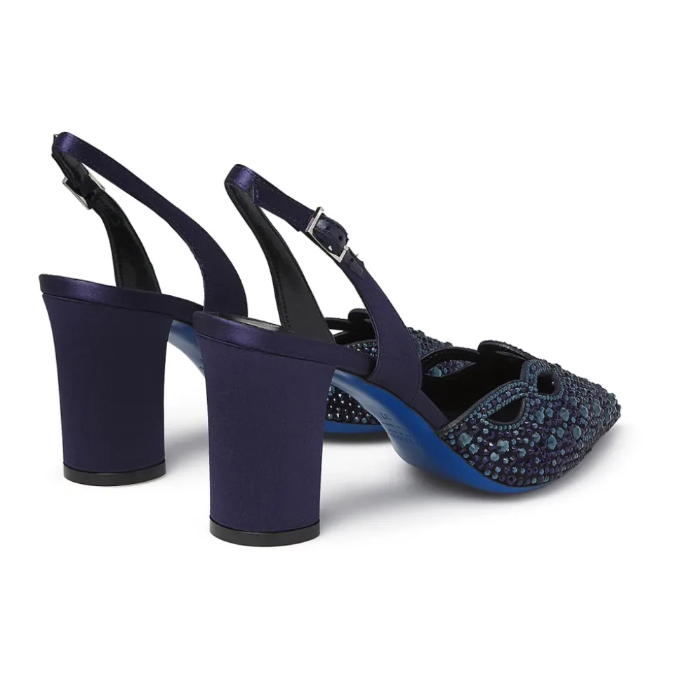 Slinback gioielloin camoscio blu