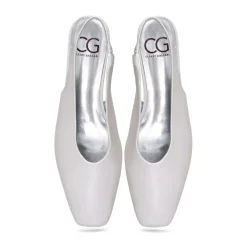 Slingback Heels con Punta Quadrata - Bianco