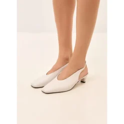 Slingback Heels con Punta Quadrata - Bianco