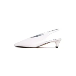Slingback Heels con Punta Quadrata - Bianco