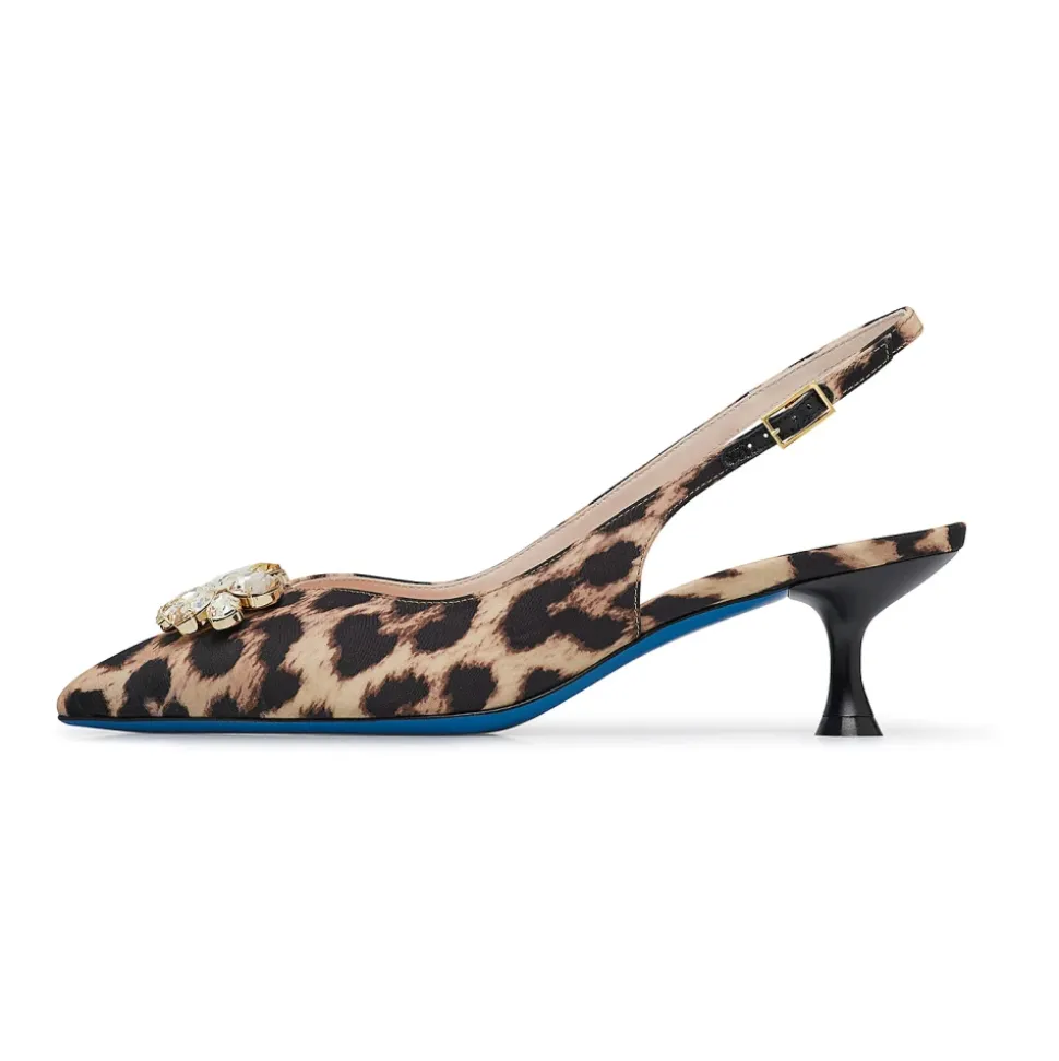 Slinkgback in tessuto stampa leopard con pietre incastonate