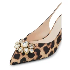 Slinkgback in tessuto stampa leopard con pietre incastonate