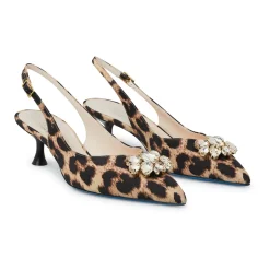 Slinkgback in tessuto stampa leopard con pietre incastonate