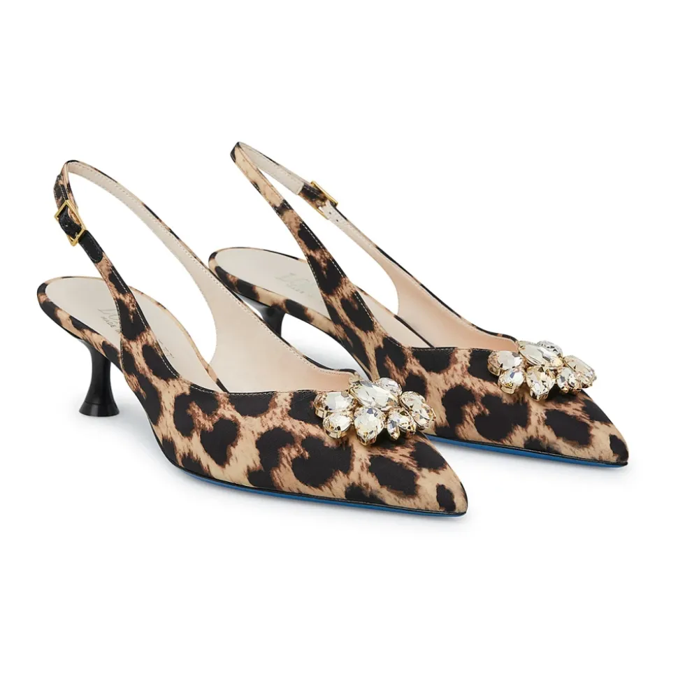 Slinkgback in tessuto stampa leopard con pietre incastonate