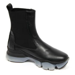 Sneaker boots in pelle e tessuto