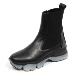 Sneaker boots in pelle e tessuto