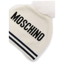 Solid Knit Hat with Pom Pom and Teddy Logo