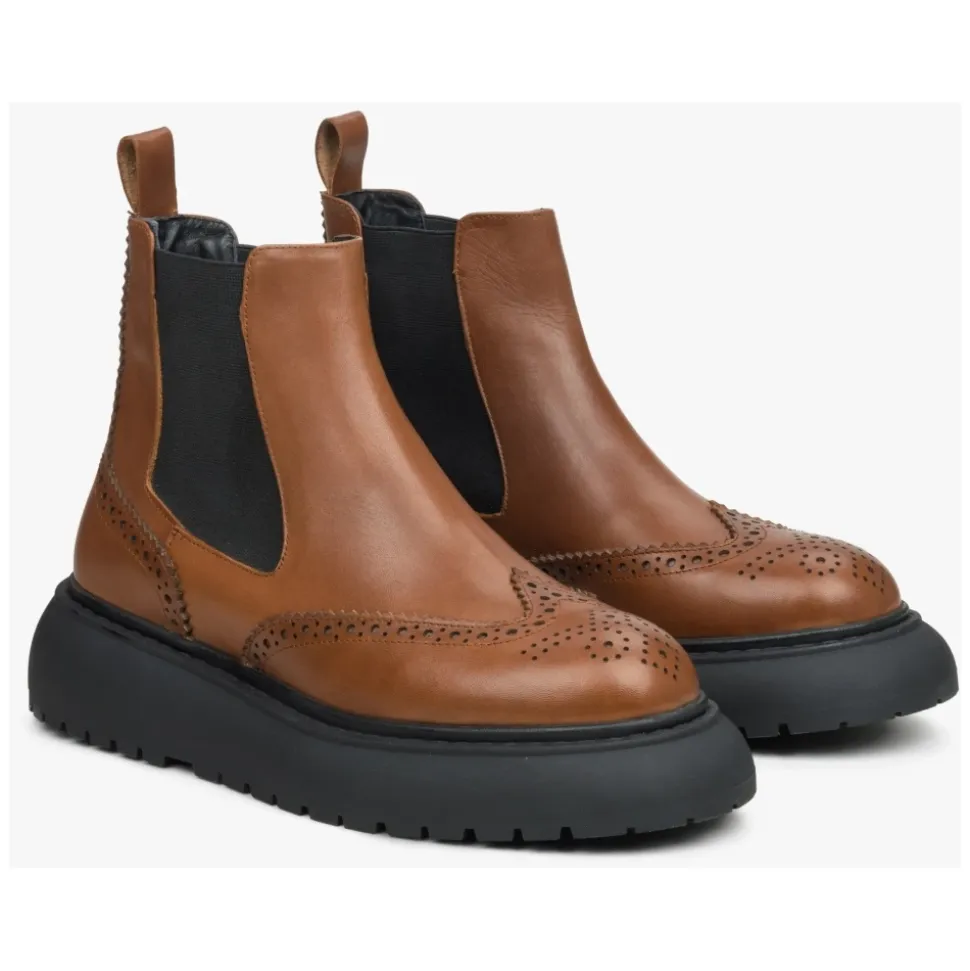 Stivaletti Chelsea in Pelle Marrone