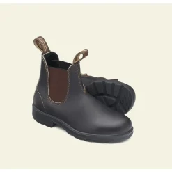 Stivaletti Chelsea in pelle marrone robusto con elastico