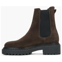 Stivaletti Chelsea Platform Saddle Brown da Donna in Vero Velluto Italiano
