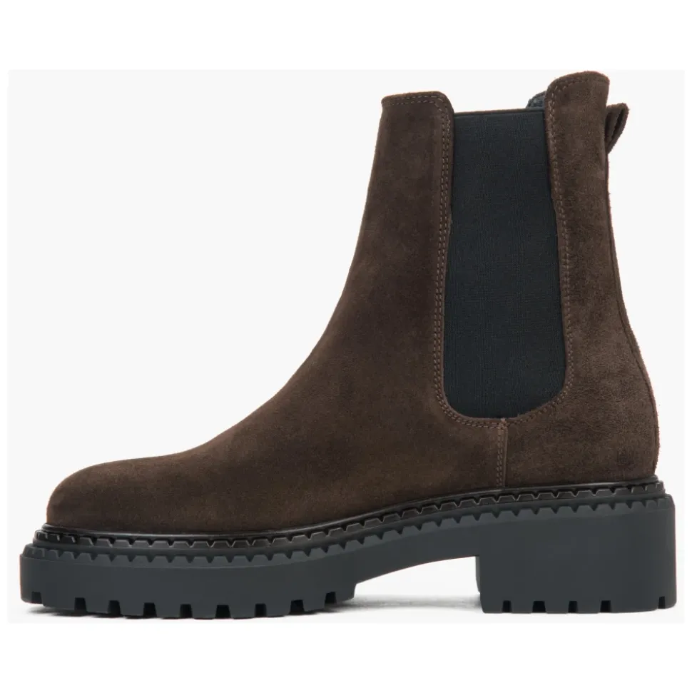 Stivaletti Chelsea Platform Saddle Brown da Donna in Vero Velluto Italiano