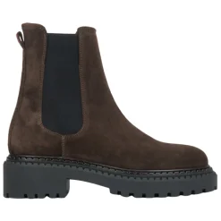 Stivaletti Chelsea Platform Saddle Brown da Donna in Vero Velluto Italiano