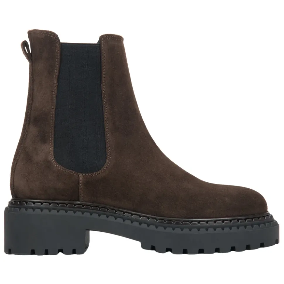 Stivaletti Chelsea Platform Saddle Brown da Donna in Vero Velluto Italiano
