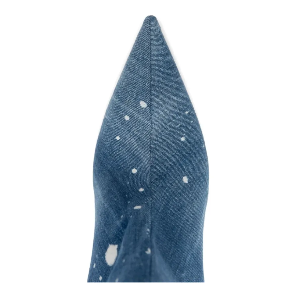 Stivaletti in Denim Blu con Tacco