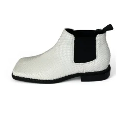Stivaletto in pelle bianca con motivo rettile