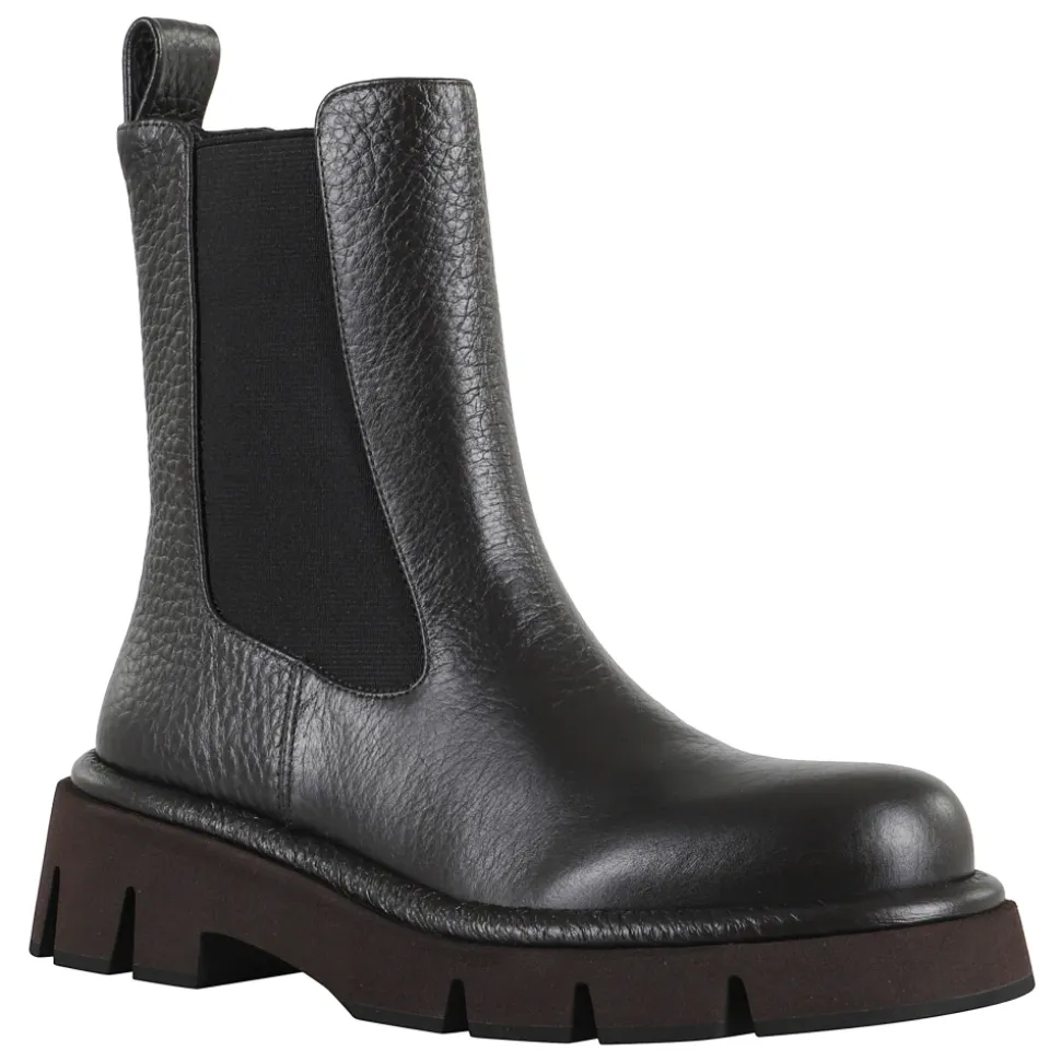 Stivaletto in Pelle Martellata Nero