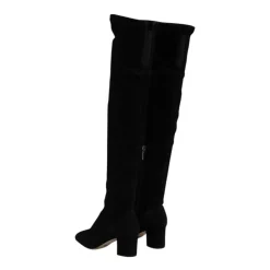 Stivali Alti in Pelle Scamosciata Nera con Zip