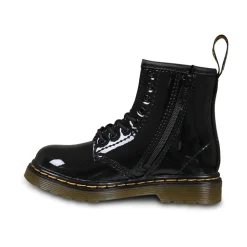 Stivali Biker Neri in Vernice Lamper
