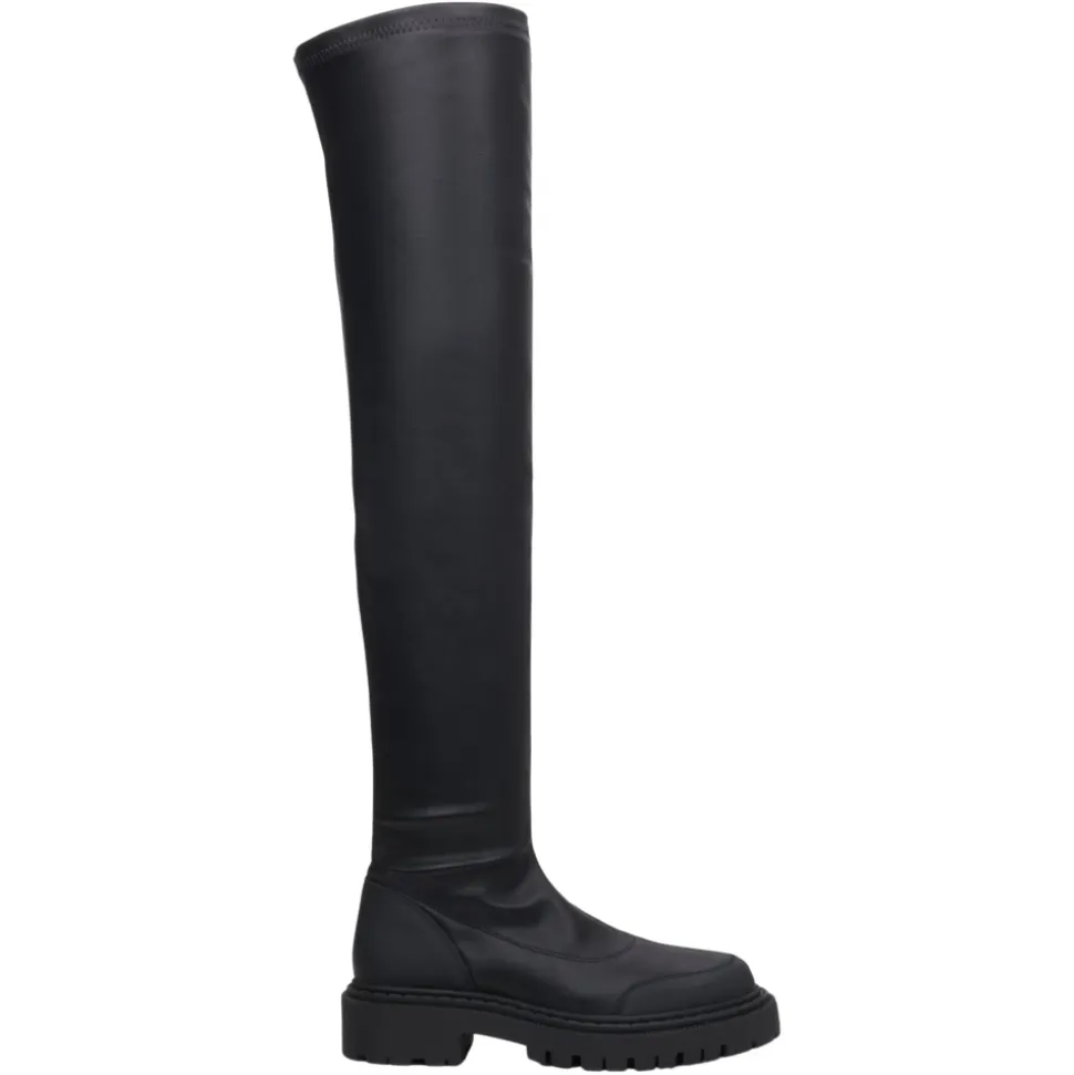 Stivali in Pelle con Gambale Elasticizzato